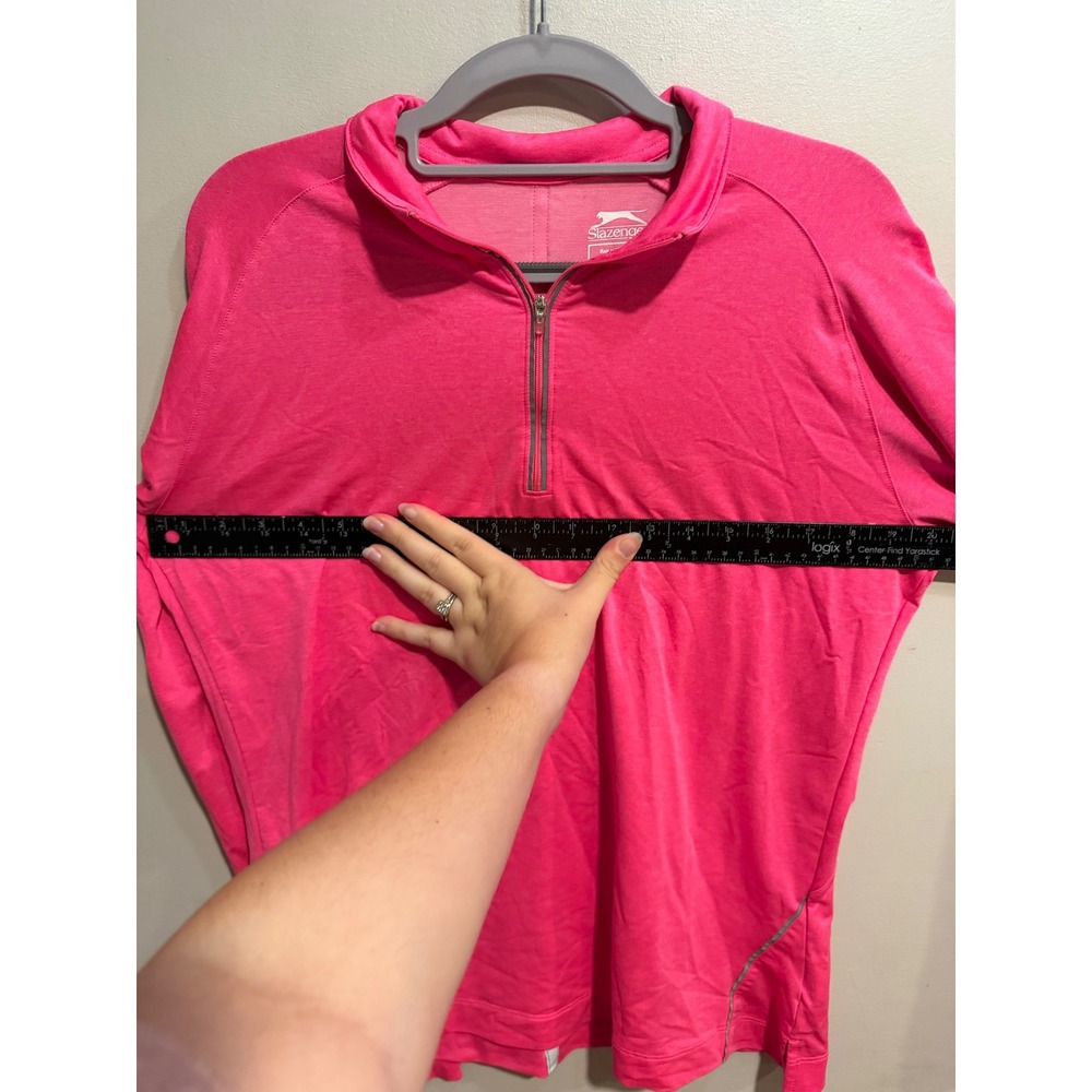 Slazenger Womens Pink Quarter Zip Pullover Long Sleeve Athletic Top Large - Picture 8 of 9